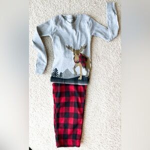 Cozy Gray and Red Moose Kids Pajamas
